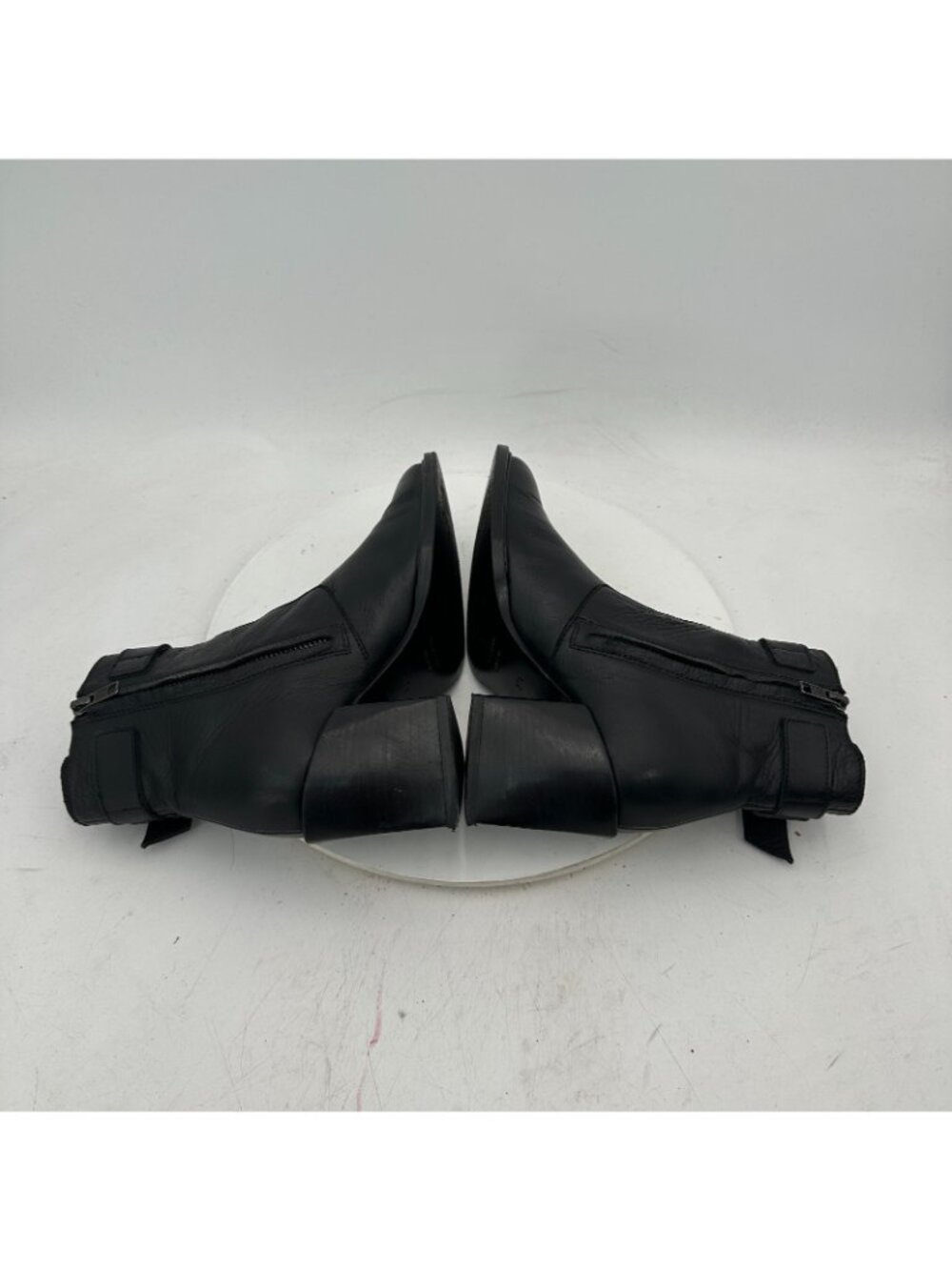 Helmut Lang Women Size EU 37.5 US 7.5 Black Leather Side Zip Block Heel Boot - Picture 6 of 12